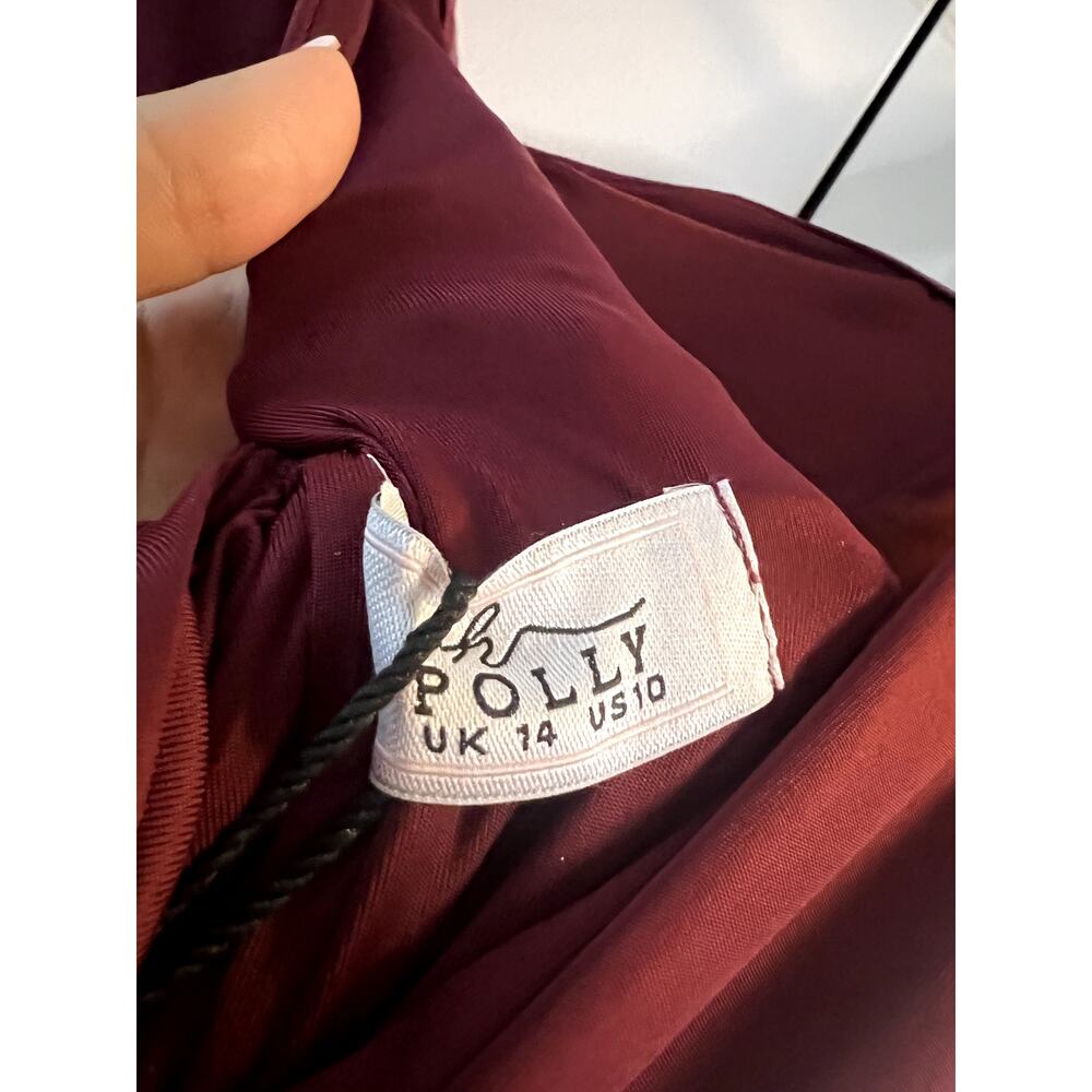 Oh Polly Burgundy Midi Dress with Bow Back - Picture 7 of 7